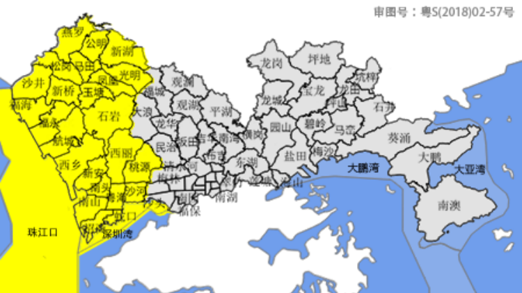 深圳分區暴雨黃色、雷雨大風黃色預警信號生效中！